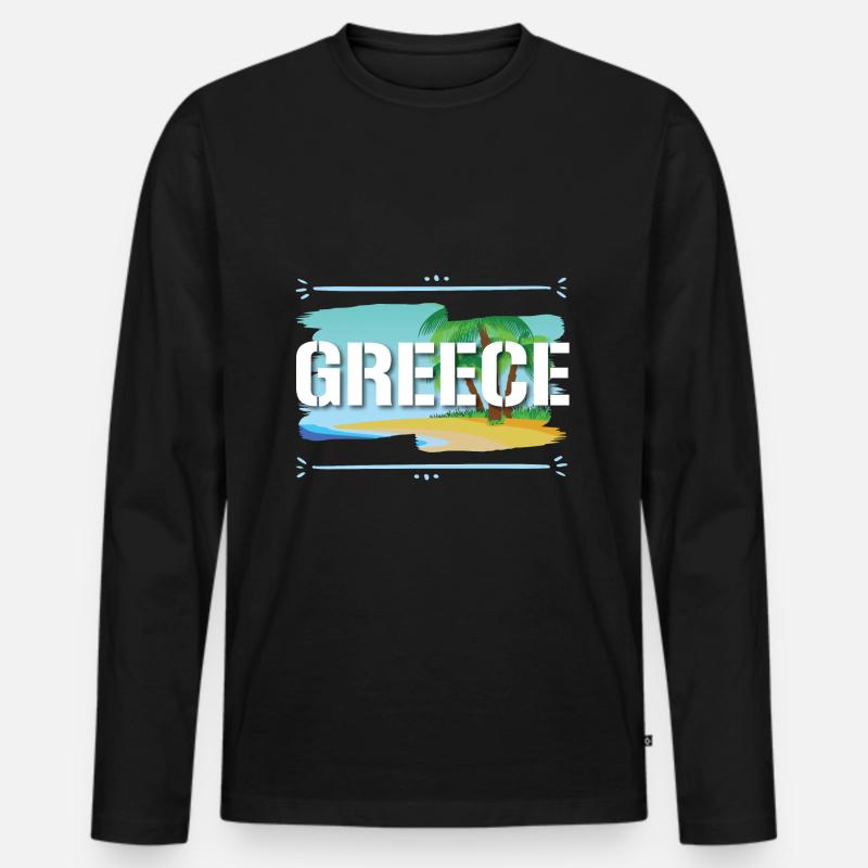 Greece - Männer Premium Bio Langarmshirt - Schwarz