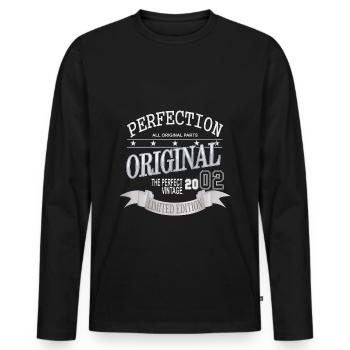 Anniversaire Vintage Vintage 2002 Original Rétro - T-shirt manches longues Premium bio Homme - noir - Devant - Nico (187cm)