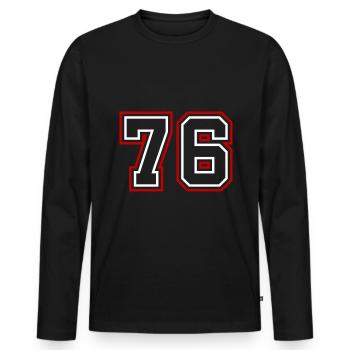 76 Number number - Men's Premium Organic Long Sleeve Shirt - black - Front - Nico (187cm)