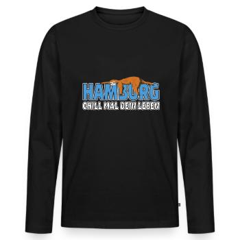 Hamburg Home sweet home Faultier Heimt - Männer Premium Bio Langarmshirt - Schwarz - Vorne - Nico (187cm)
