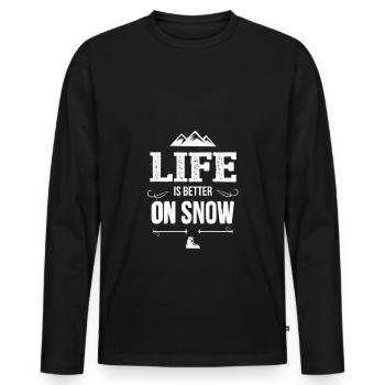 Ski Skier Ski Holiday Snow Gift - Men's Premium Organic Long Sleeve Shirt - black - Front - Nico (187cm)