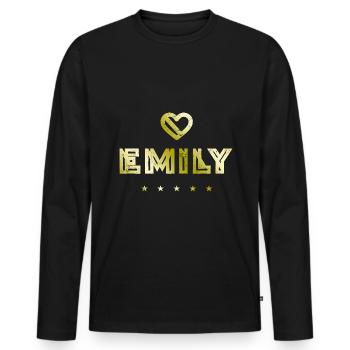 Emily Herz - T-shirt manches longues Premium bio Homme - noir - Devant - Nico (187cm)