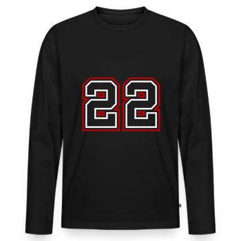 22 Numéro de numéro - T-shirt manches longues Premium bio Homme - noir - Devant - Nico (187cm)