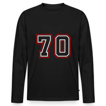 70 Number number - Men's Premium Organic Long Sleeve Shirt - black - Front - Nico (187cm)