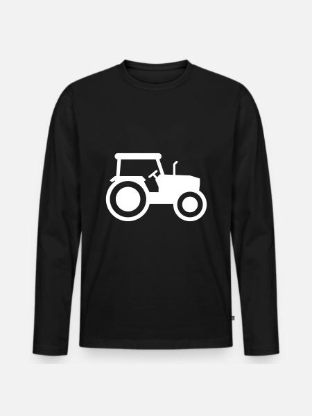 Traktor icon Silhouette - Männer Premium Bio Langarmshirt - Schwarz