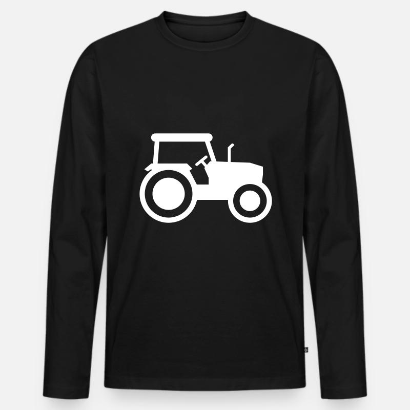 Traktor icon Silhouette - Männer Premium Bio Langarmshirt - Schwarz