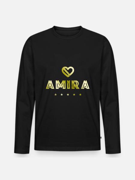Amira Heart - Men's Premium Organic Long Sleeve Shirt - black