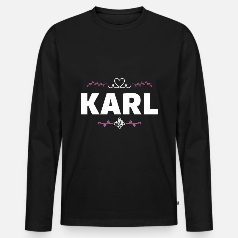Karl - Männer Premium Bio Langarmshirt - Schwarz
