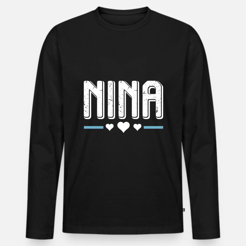 Nina - Männer Premium Bio Langarmshirt - Schwarz