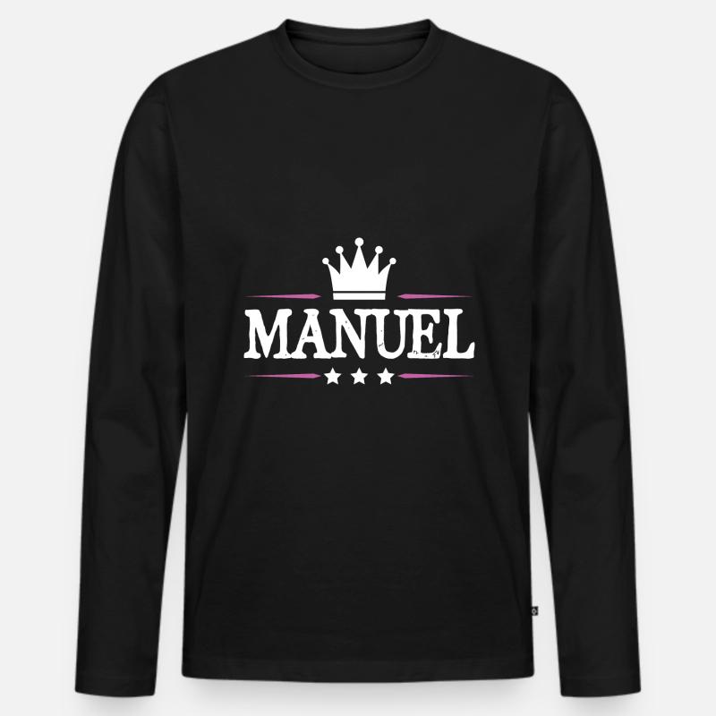 Manuel - Männer Premium Bio Langarmshirt - Schwarz