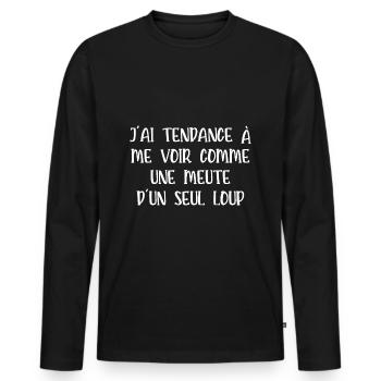 meute d'un seul loup - T-shirt manches longues Premium bio Homme - noir - Devant - Nico (187cm)