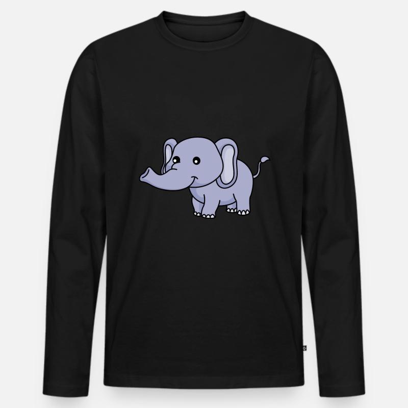 Elefant Comic - Männer Premium Bio Langarmshirt - Schwarz