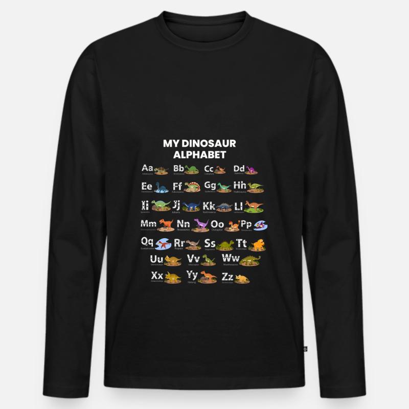 Dinosaur Alphabet - Männer Premium Bio Langarmshirt - Schwarz