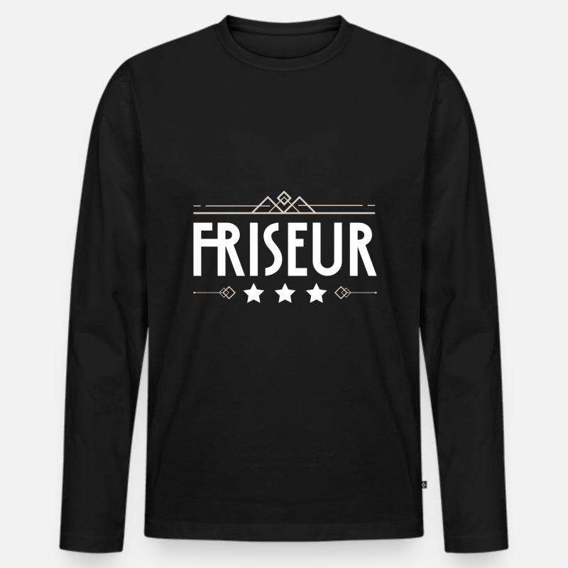 Friseur Beruf - Männer Premium Bio Langarmshirt - Schwarz