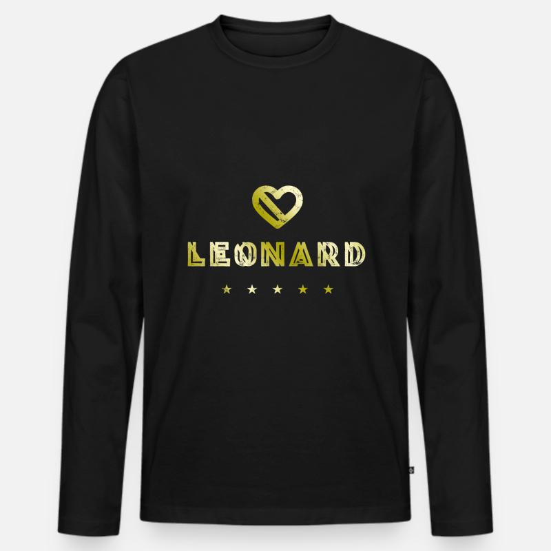 Leonard Herz - Männer Premium Bio Langarmshirt - Schwarz