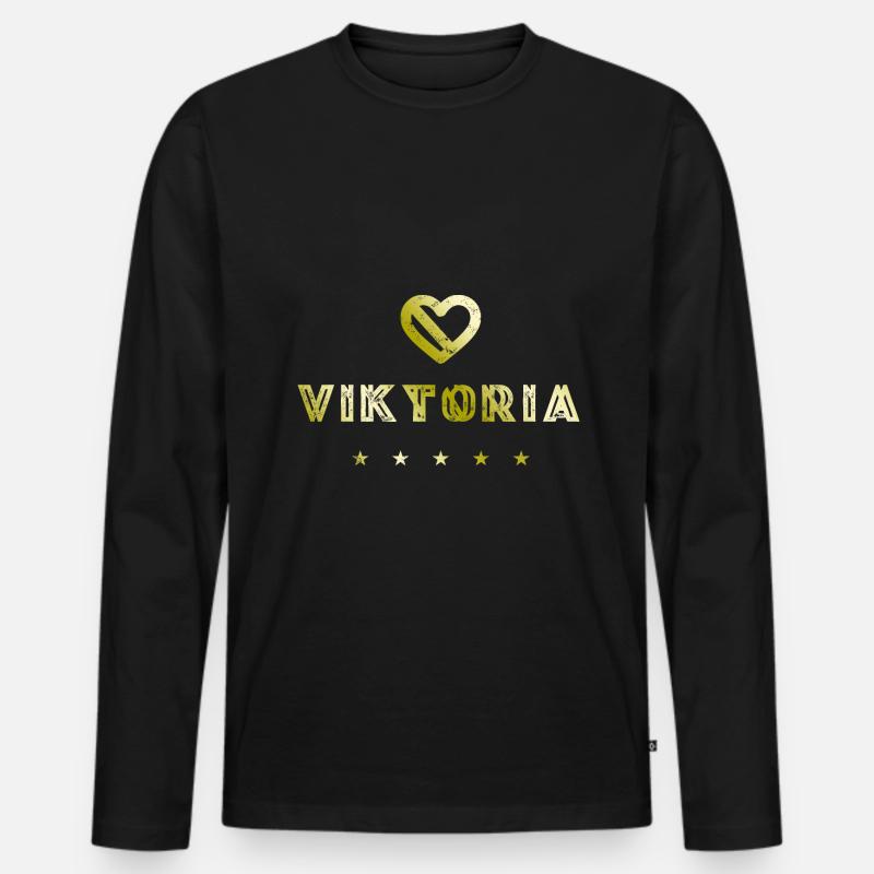 Viktoria Herz - Männer Premium Bio Langarmshirt - Schwarz