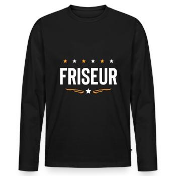 Friseur Beruf - Männer Premium Bio Langarmshirt - Schwarz - Vorne - Nico (187cm)