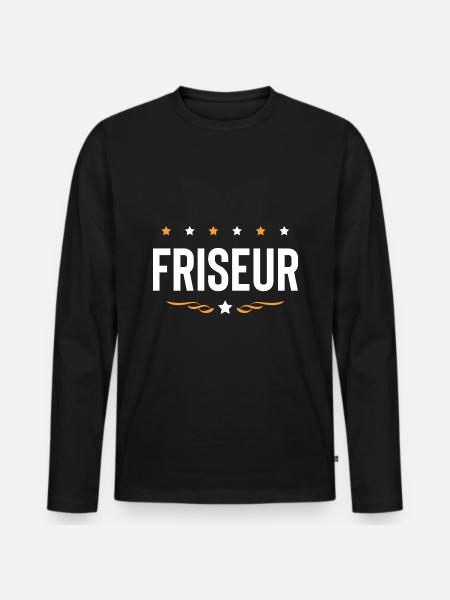 Friseur Beruf - Männer Premium Bio Langarmshirt - Schwarz