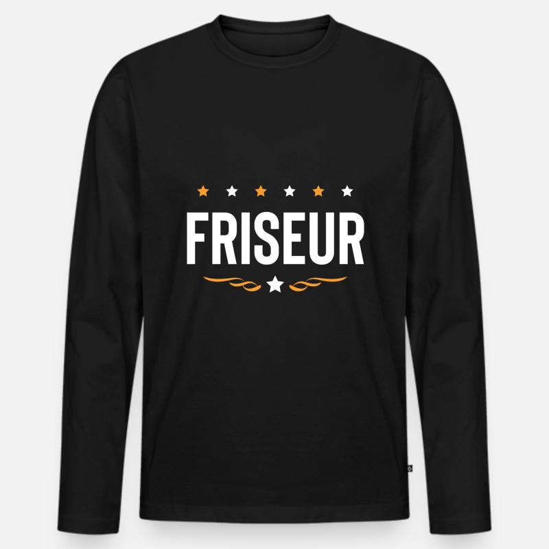 Friseur Beruf - Männer Premium Bio Langarmshirt - Schwarz