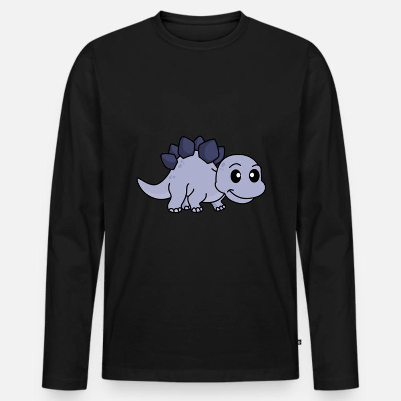 Dinosaurier stegosaurus Comic - Männer Premium Bio Langarmshirt - Schwarz