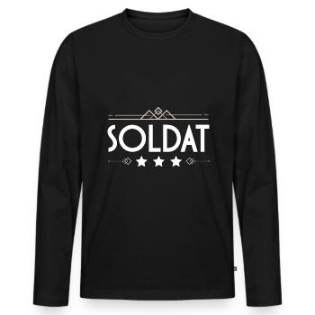 Soldat Beruf - Männer Premium Bio Langarmshirt - Schwarz - Vorne - Nico (187cm)