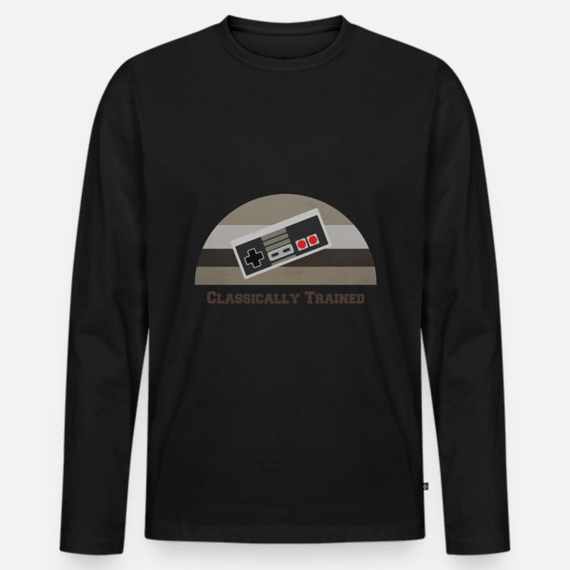 Classically trained Retro Gaming - Männer Premium Bio Langarmshirt - Schwarz