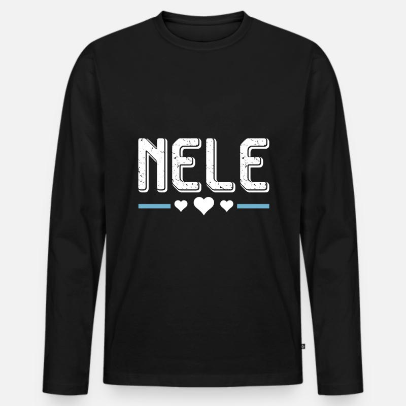 Nele - Männer Premium Bio Langarmshirt - Schwarz