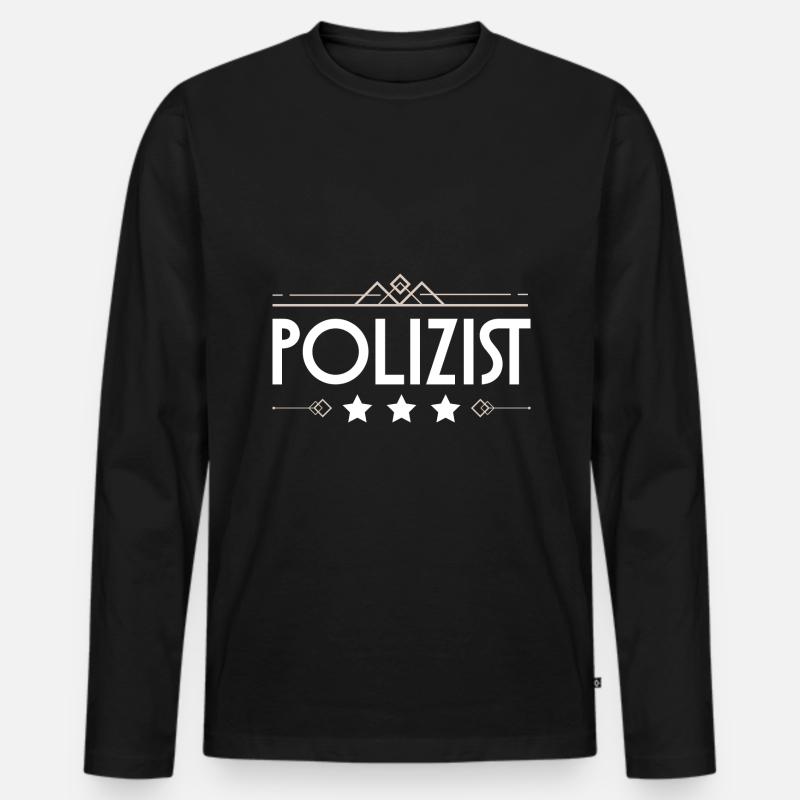 Polizist Beruf - Männer Premium Bio Langarmshirt - Schwarz