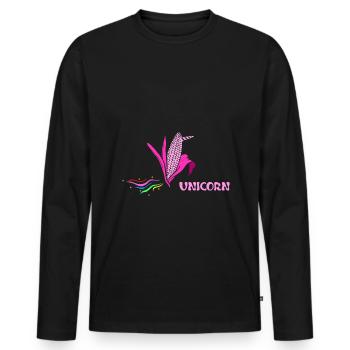 Uni Corn - Unicorn Unicorn Corncob Gift - Men's Premium Organic Long Sleeve Shirt - black - Front - Nico (187cm)