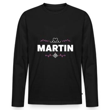 Martin - T-shirt manches longues Premium bio Homme - noir - Devant - Nico (187cm)