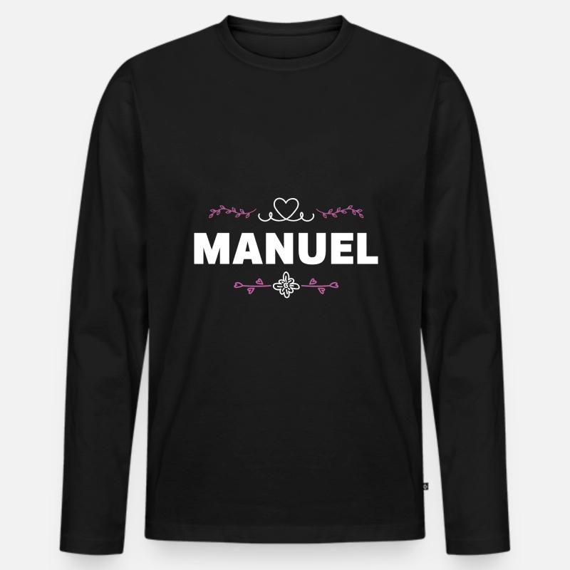 Manuel - Männer Premium Bio Langarmshirt - Schwarz