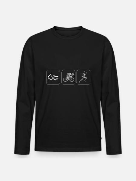 Lustiger Skelett -Triathlet Triathlet - Männer Premium Bio Langarmshirt - Schwarz