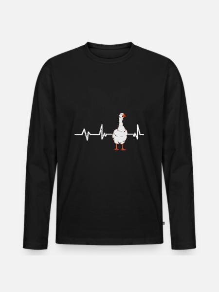 Gänse Goose Heartbeat - Men's Premium Organic Long Sleeve Shirt - black