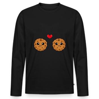 Cookies Comic Couple Amour - T-shirt manches longues Premium bio Homme - noir - Devant - Nico (187cm)