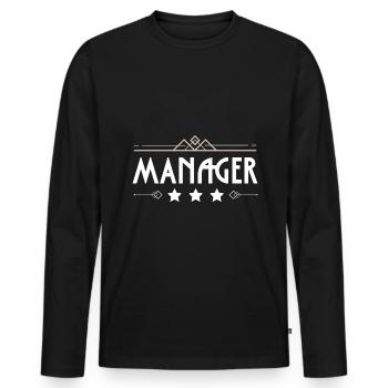 Manager Beruf - Männer Premium Bio Langarmshirt - Schwarz - Vorne - Nico (187cm)