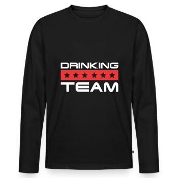 Drinking Crew - Männer Premium Bio Langarmshirt - Schwarz - Vorne - Nico (187cm)