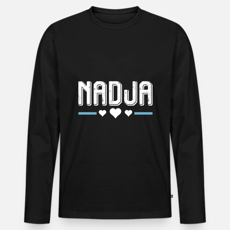 Nadja - Männer Premium Bio Langarmshirt - Schwarz