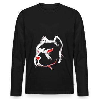 Conception d'un visage tête de pit-bull - T-shirt manches longues Premium bio Homme - noir - Devant - Nico (187cm)