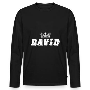 David - Männer Premium Bio Langarmshirt - Schwarz - Vorne - Nico (187cm)