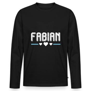 Fabian - Männer Premium Bio Langarmshirt - Schwarz - Vorne - Nico (187cm)