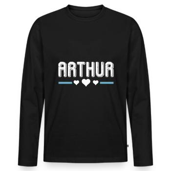 Arthur - T-shirt manches longues Premium bio Homme - noir - Devant - Nico (187cm)