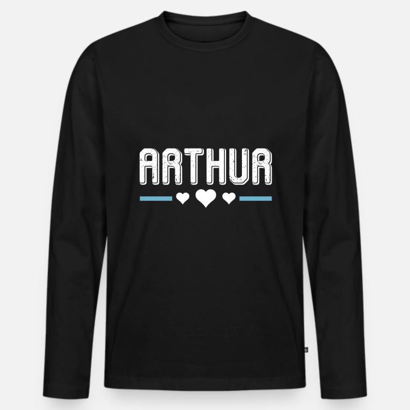Arthur - Männer Premium Bio Langarmshirt - Schwarz
