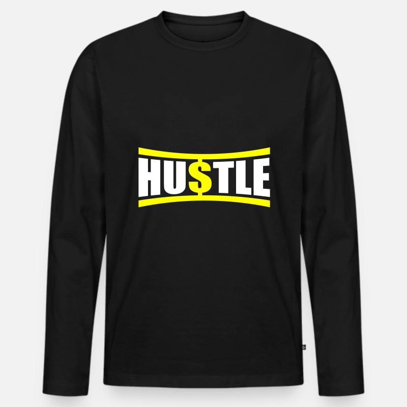 Hustle Spruch - Männer Premium Bio Langarmshirt - Schwarz