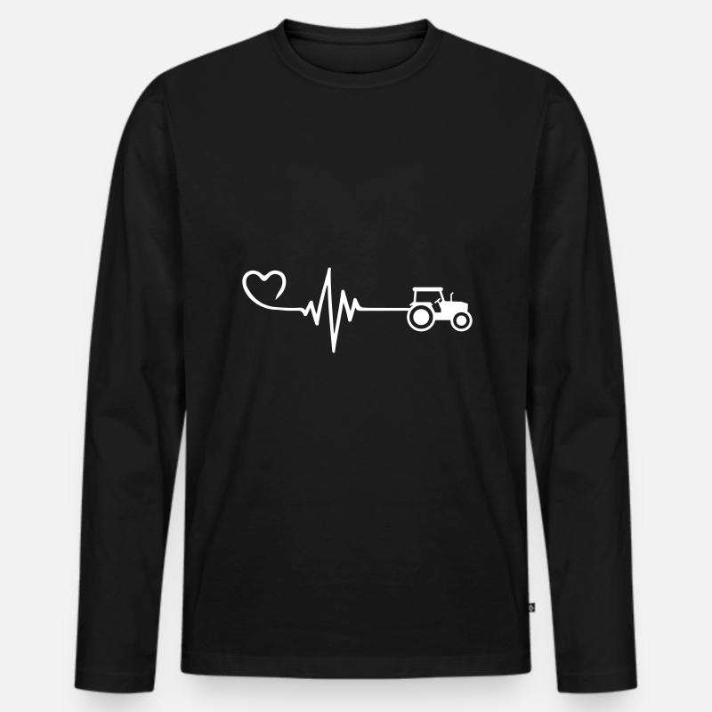 Traktor Puls Herz Liebe - Männer Premium Bio Langarmshirt - Schwarz
