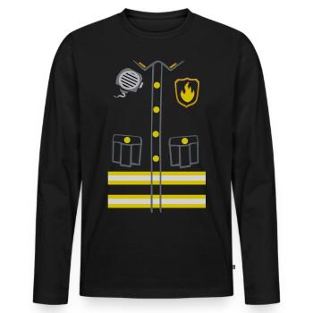 Feuerwehrmann Kinderkostüm - Dunkle Ausgabe - Männer Premium Bio Langarmshirt - Schwarz - Vorne - Nico (187cm)