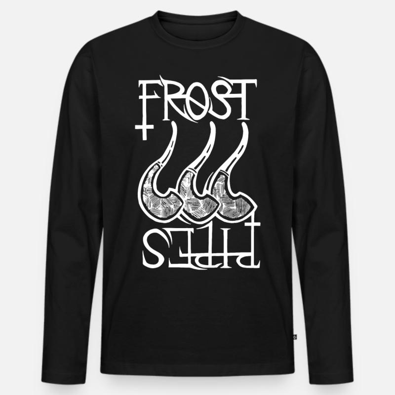 Frost Pipes Logo Weiß - Männer Premium Bio Langarmshirt - Schwarz