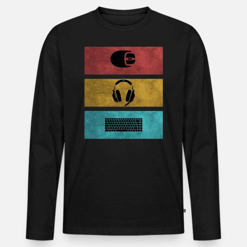 Basic Gamer Setup Programer Headset Mouse Keyboard Men's Premium Organic Long Sleeve Shirt
