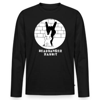 Headbanger Rabbit, Lapin, Rock Hand, Metal Music - T-shirt manches longues Premium bio Homme - noir - Devant - Nico (187cm)