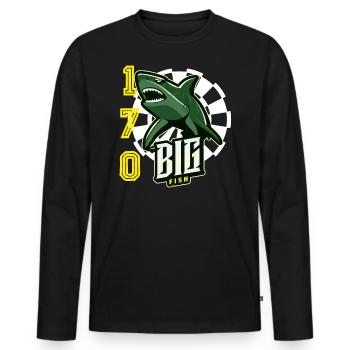 Big Fish Darts Shark - Männer Premium Bio Langarmshirt - Schwarz - Vorne - Nico (187cm)