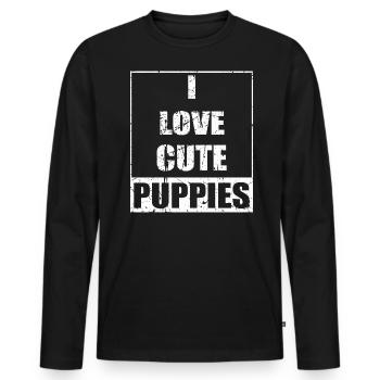 Dogs, Pet Saying, I Love Cute Puppies - Men's Premium Organic Long Sleeve Shirt - black - Front - Nico (187cm)